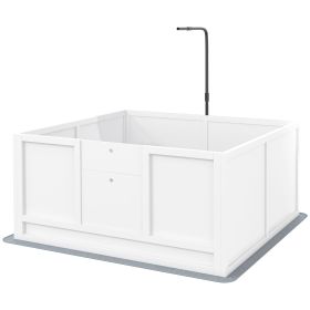 PawHut Puppy Whelping Box with Adjustable Door Pee Pad Pig Rail for Breeds Small to Large 41x39