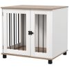 PawHut Dog Crate Furniture, Side Table Indoor Dog Kennel, End Table with Lockable Door for Small and Medium Dogs, Dog Cage, Walnut Brown