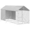 Outdoor Dog Kennel Silver Galvanized steel 6.6 x 19.7 x 8.2 ft
