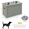 PawHut Raised Dog Feeding Station with 2 Stainless Steel Bowls and Storage for Large Dogs and Other Large Pets Gray