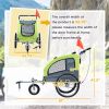 Aosom Dog Bike Trailer 2-In-1 Pet Stroller with Canopy Storage Pockets Green
