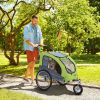 Aosom Dog Bike Trailer 2-In-1 Pet Stroller with Canopy Storage Pockets Green